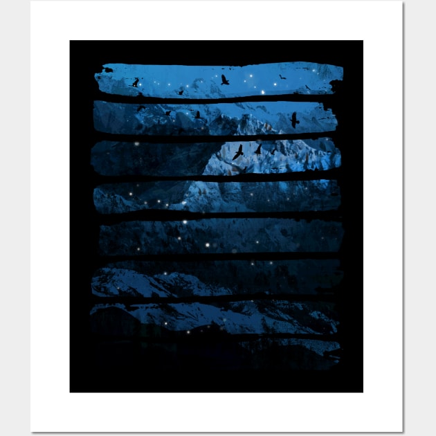 Ice Cold Mountains - Snowy Night Alps Wall Art by Area31Studios